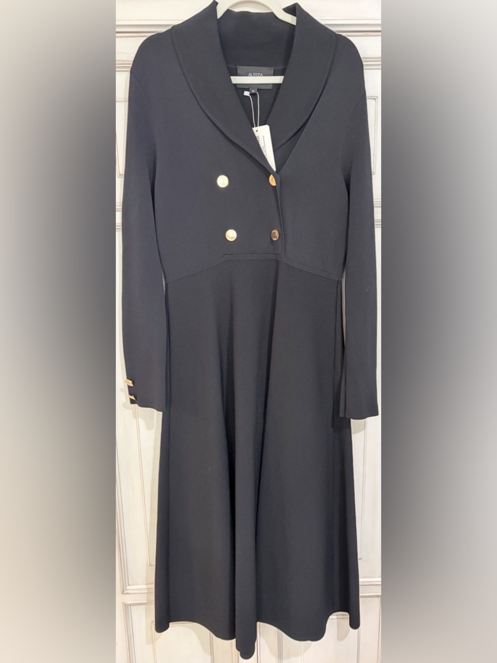 NWT SZ XL Aleeza Paris Dolcetto knit blazer dress with waistline Black